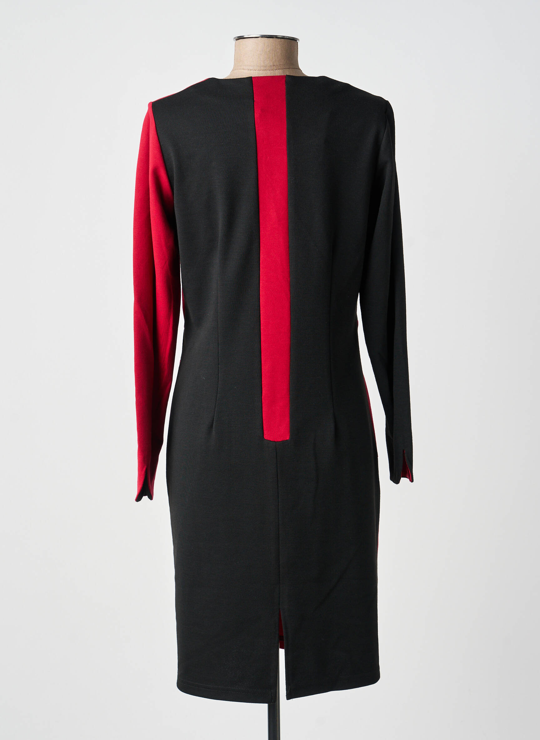 Robe mi-longue manches longues manches longues noir GUY DUBOUIS femme