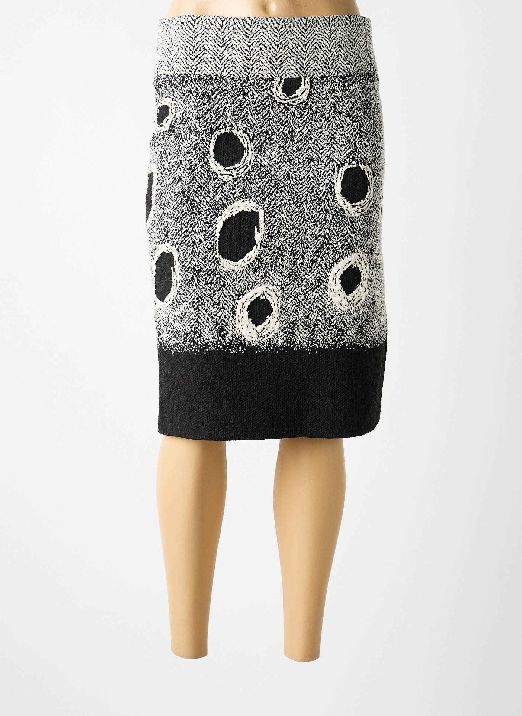Jupe mi-longue stretch gris GUY DUBOUIS femme