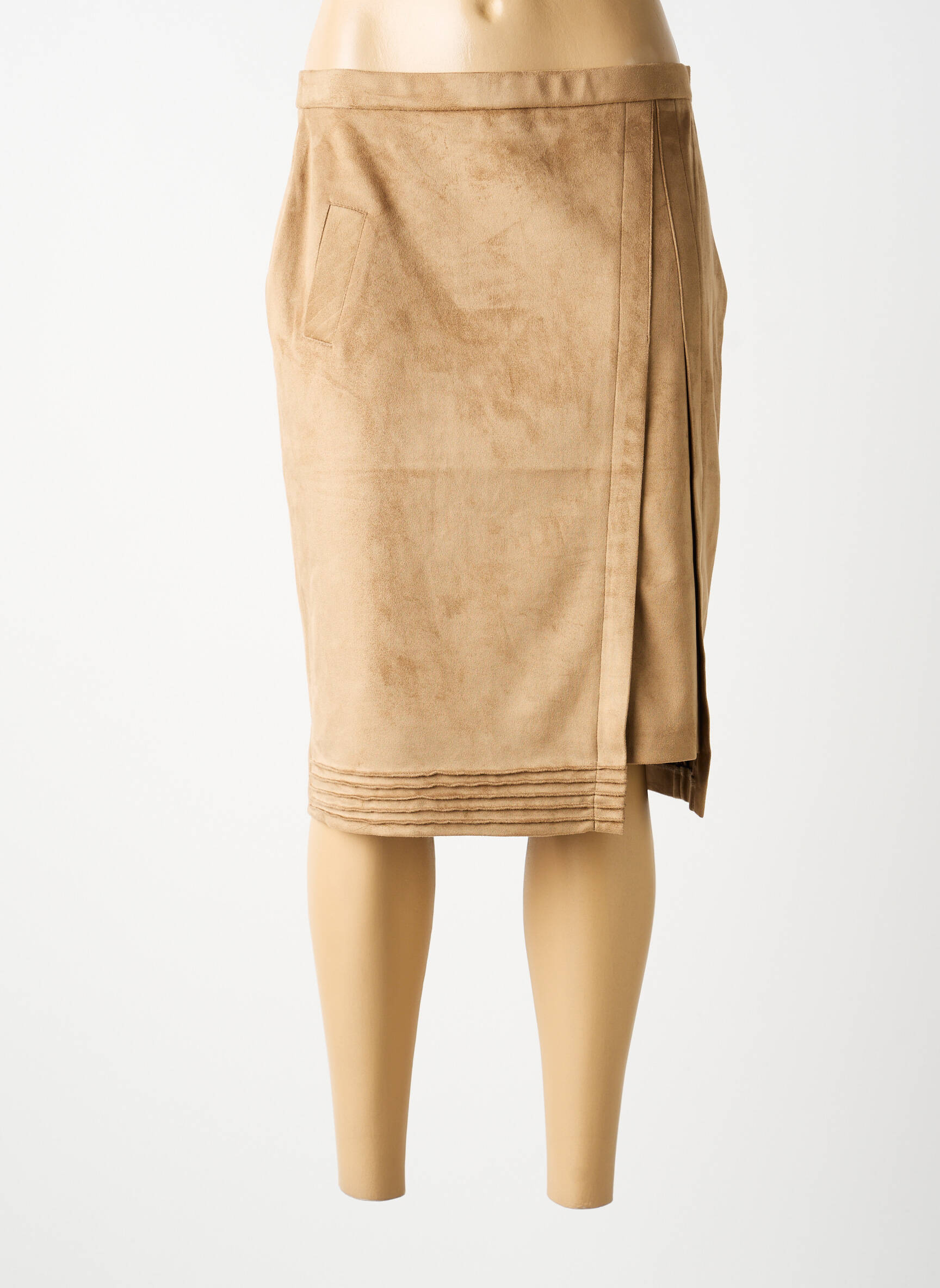 Jupe mi-longue fermeture zip latéral marron MERI & ESCA femme