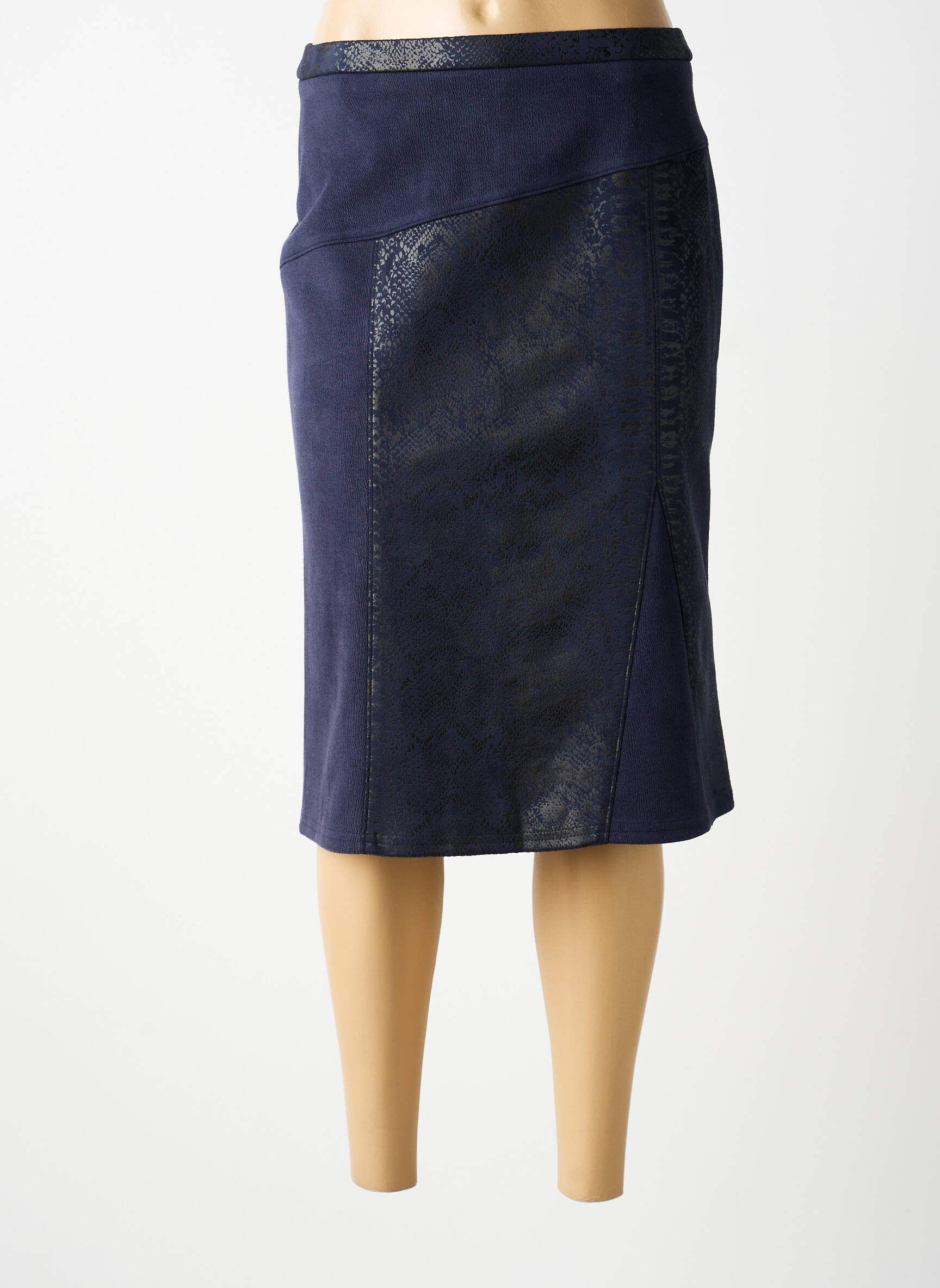 Jupe mi-longue taille normale bleu GUY DUBOUIS femme