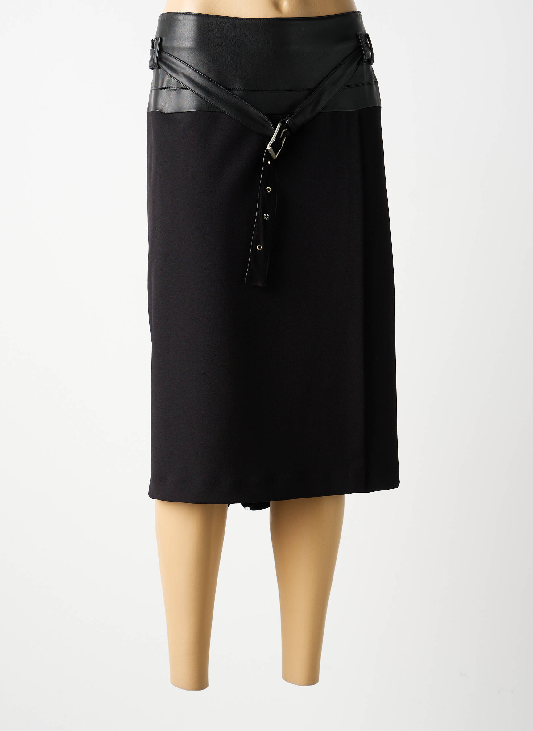 Jupe mi-longue coupe droite noir MERI & ESCA femme