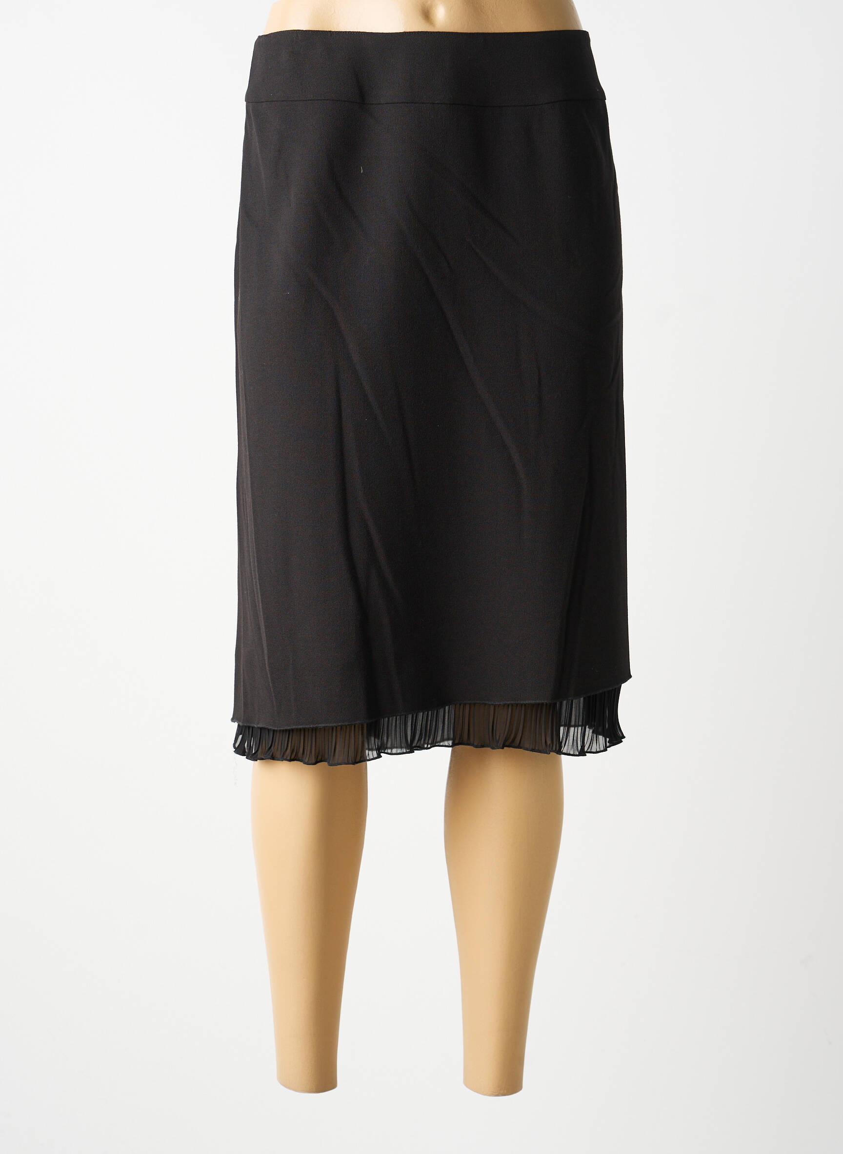Jupe mi-longue coupe droite noir GUY DUBOUIS femme