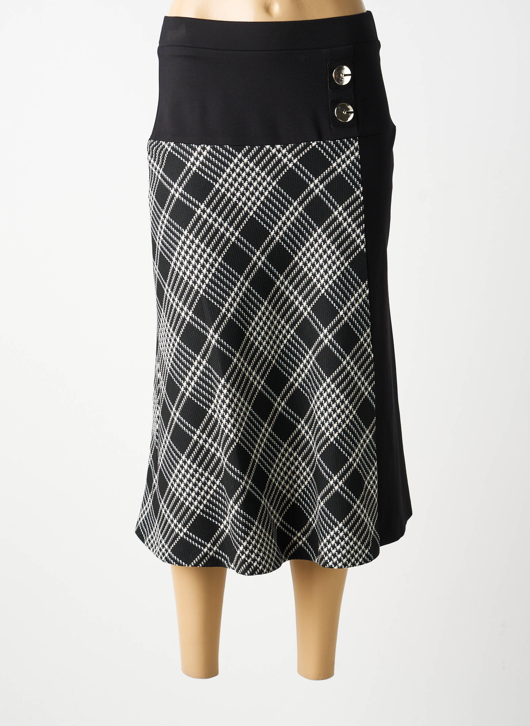 Jupe mi-longue stretch noir GUY DUBOUIS femme