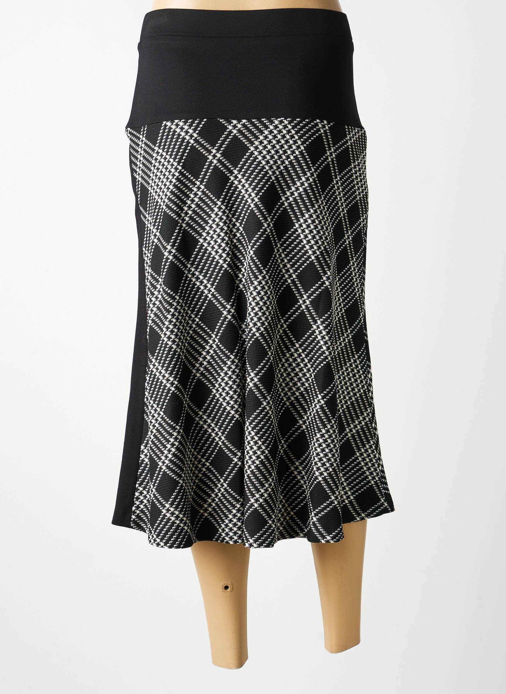 Jupe mi-longue stretch noir GUY DUBOUIS femme