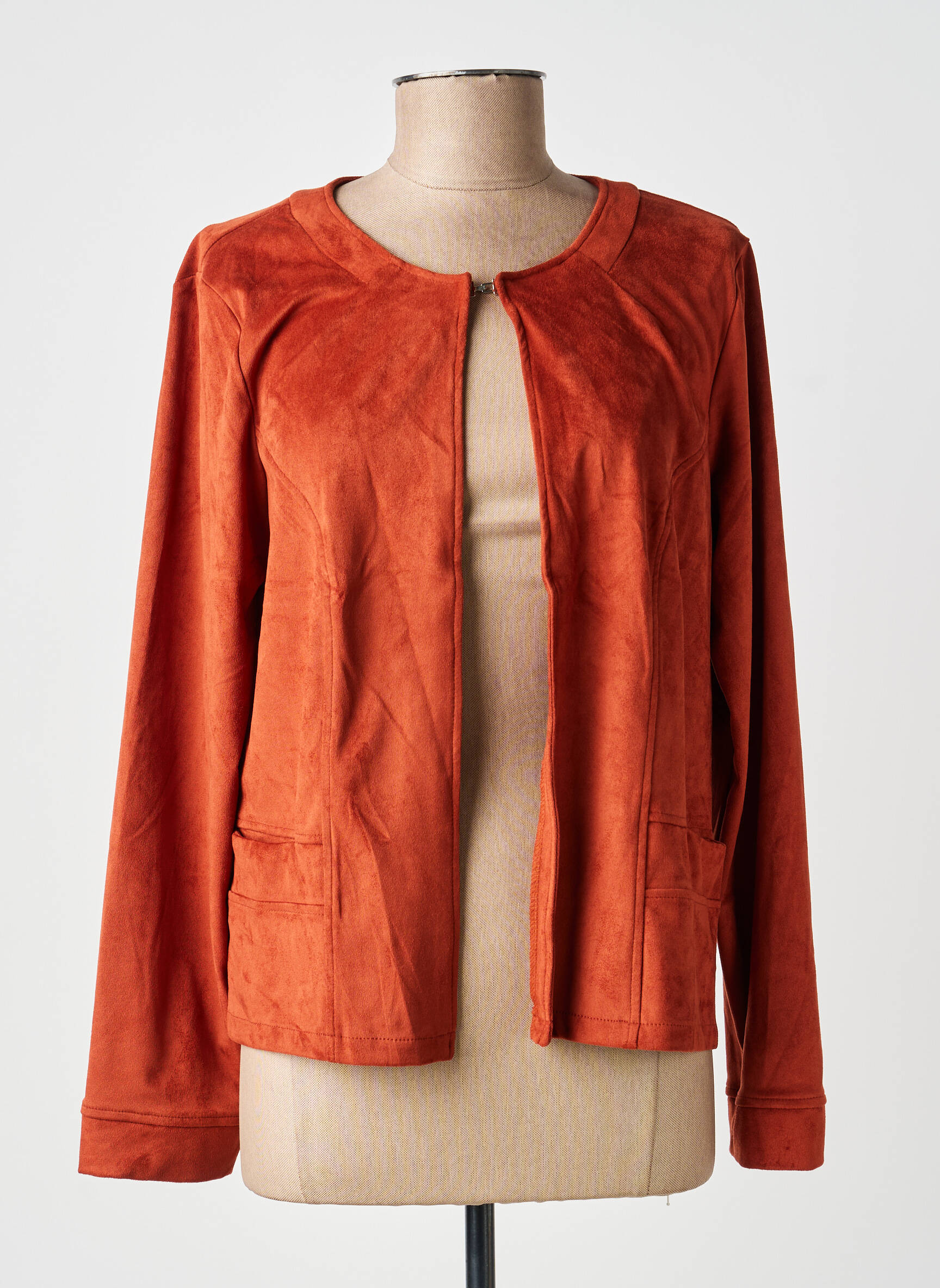 Veste casual tissage suedine marron FRANCE RIVOIRE femme