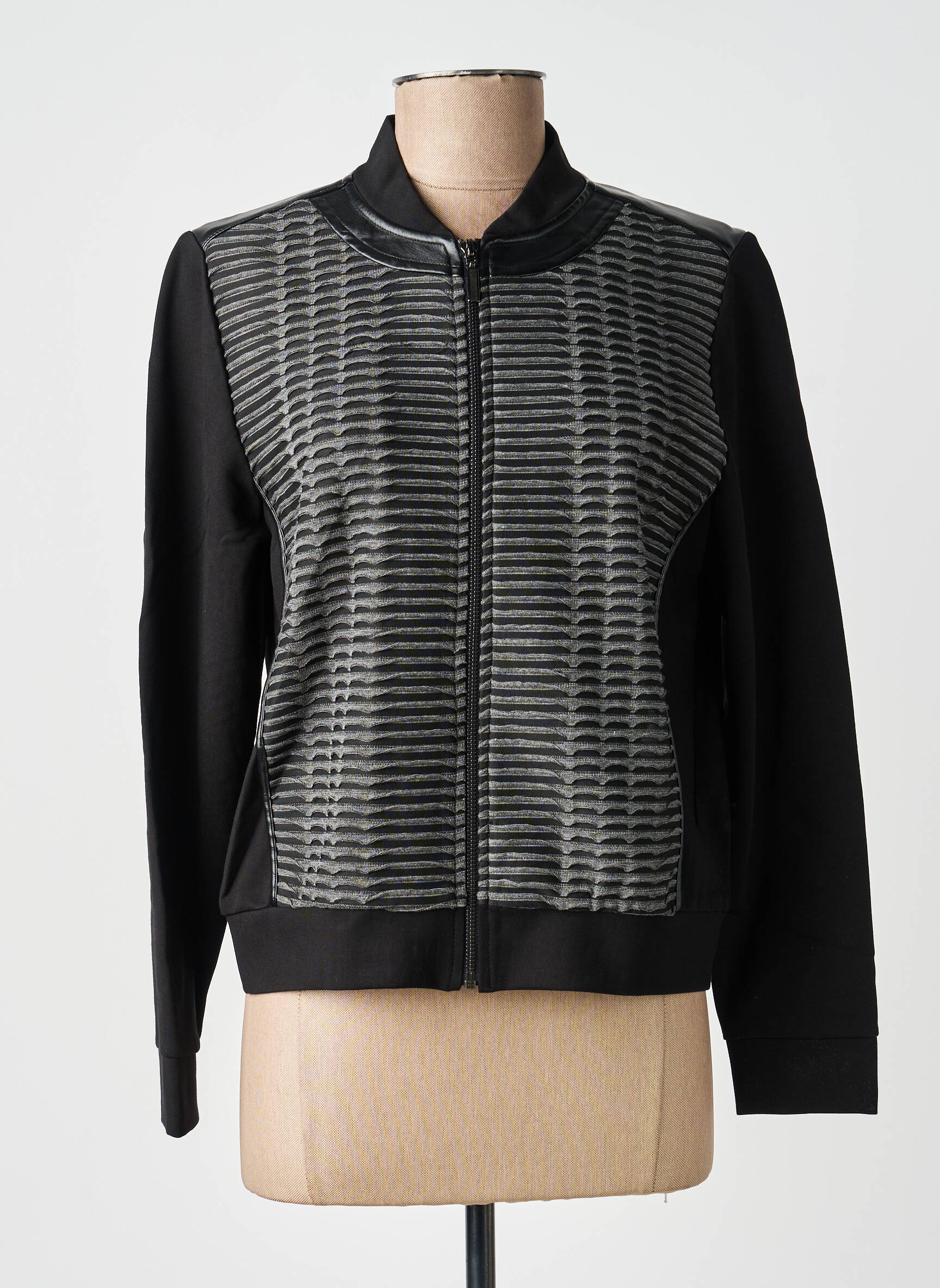 Veste casual col rond noir GUY DUBOUIS femme