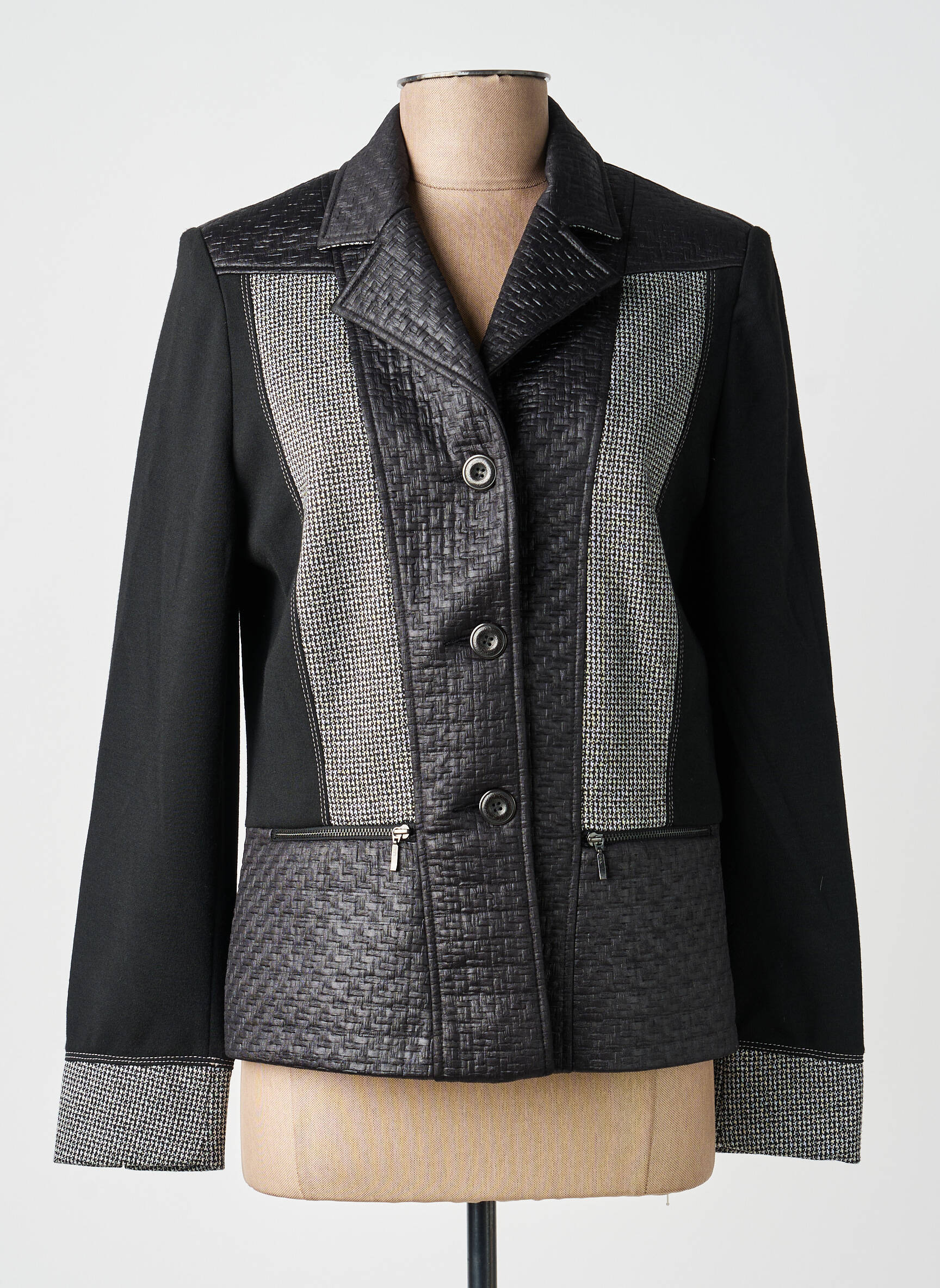 Veste casual col tailleur noir GUY DUBOUIS femme
