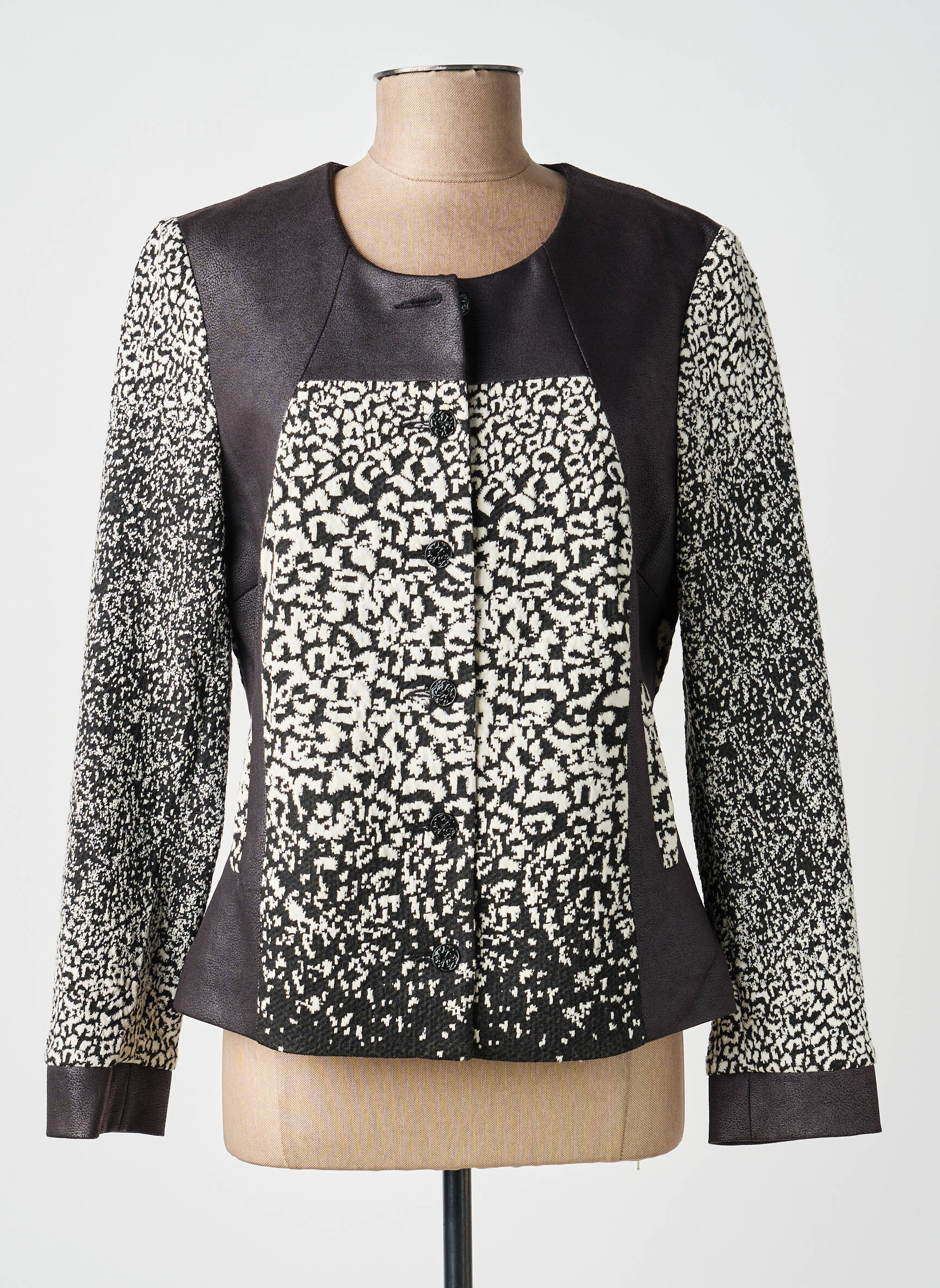 Veste casual col rond noir GUY DUBOUIS femme