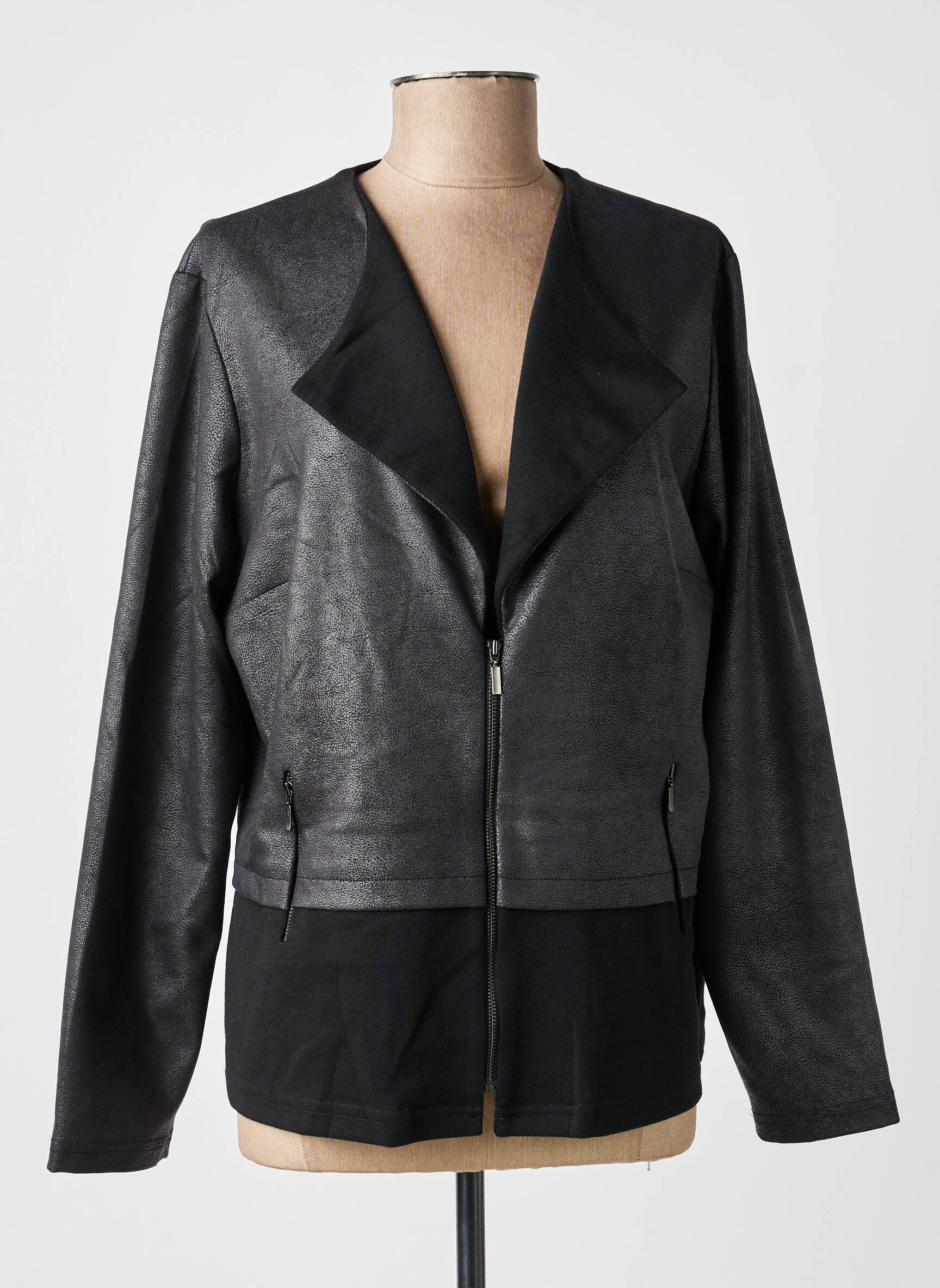 Veste casual col tailleur noir GUY DUBOUIS femme
