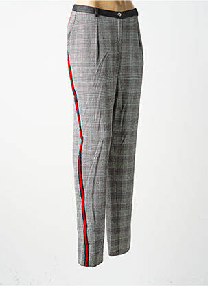 Pantalon chino broderie galons latéraux taille normale gris MERI & ESCA femme