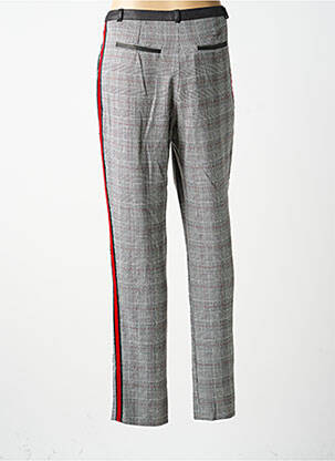 Pantalon chino broderie galons latéraux taille normale gris MERI & ESCA femme