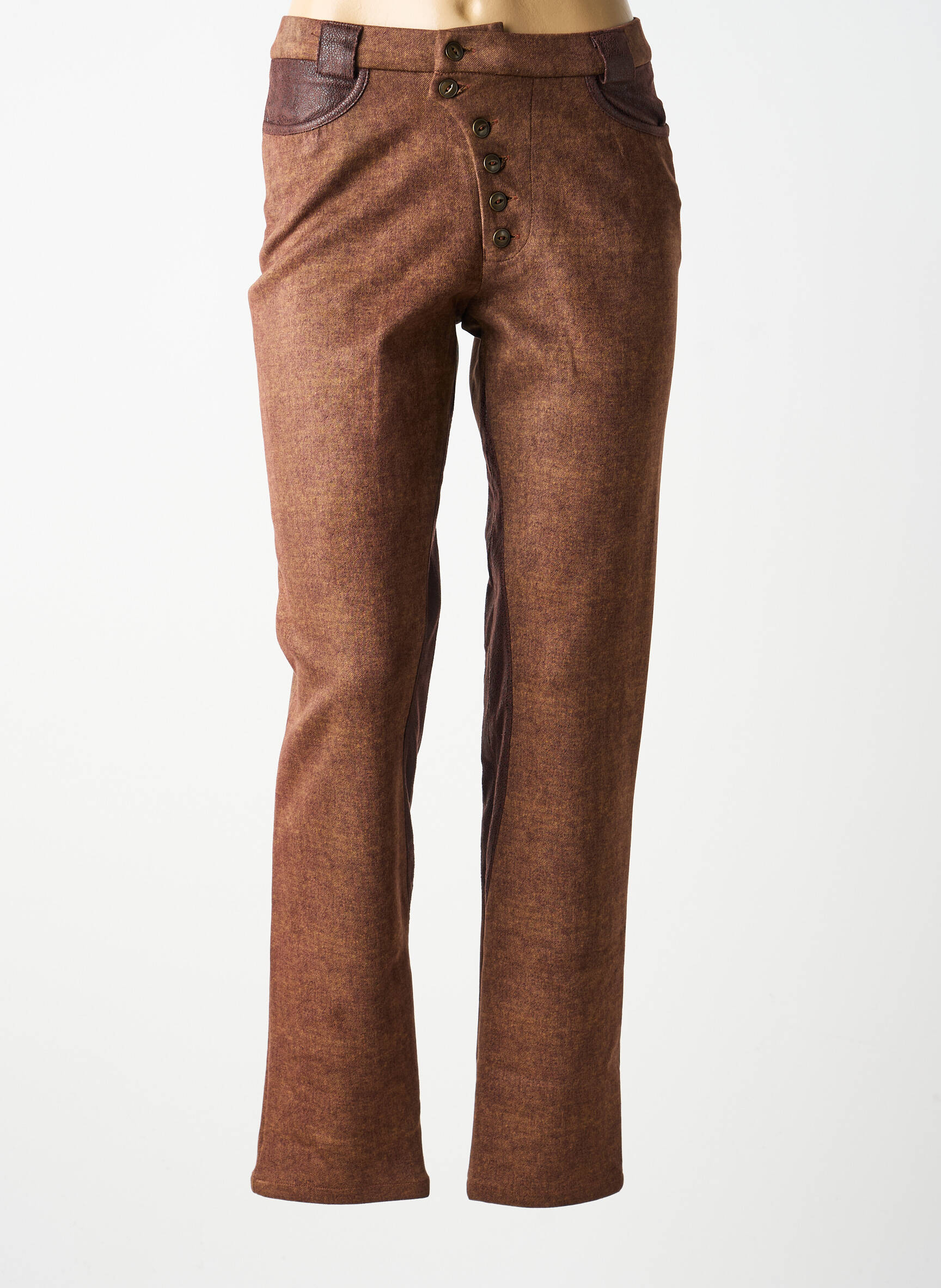 Pantalon slim stretch taille normale marron MERI & ESCA femme