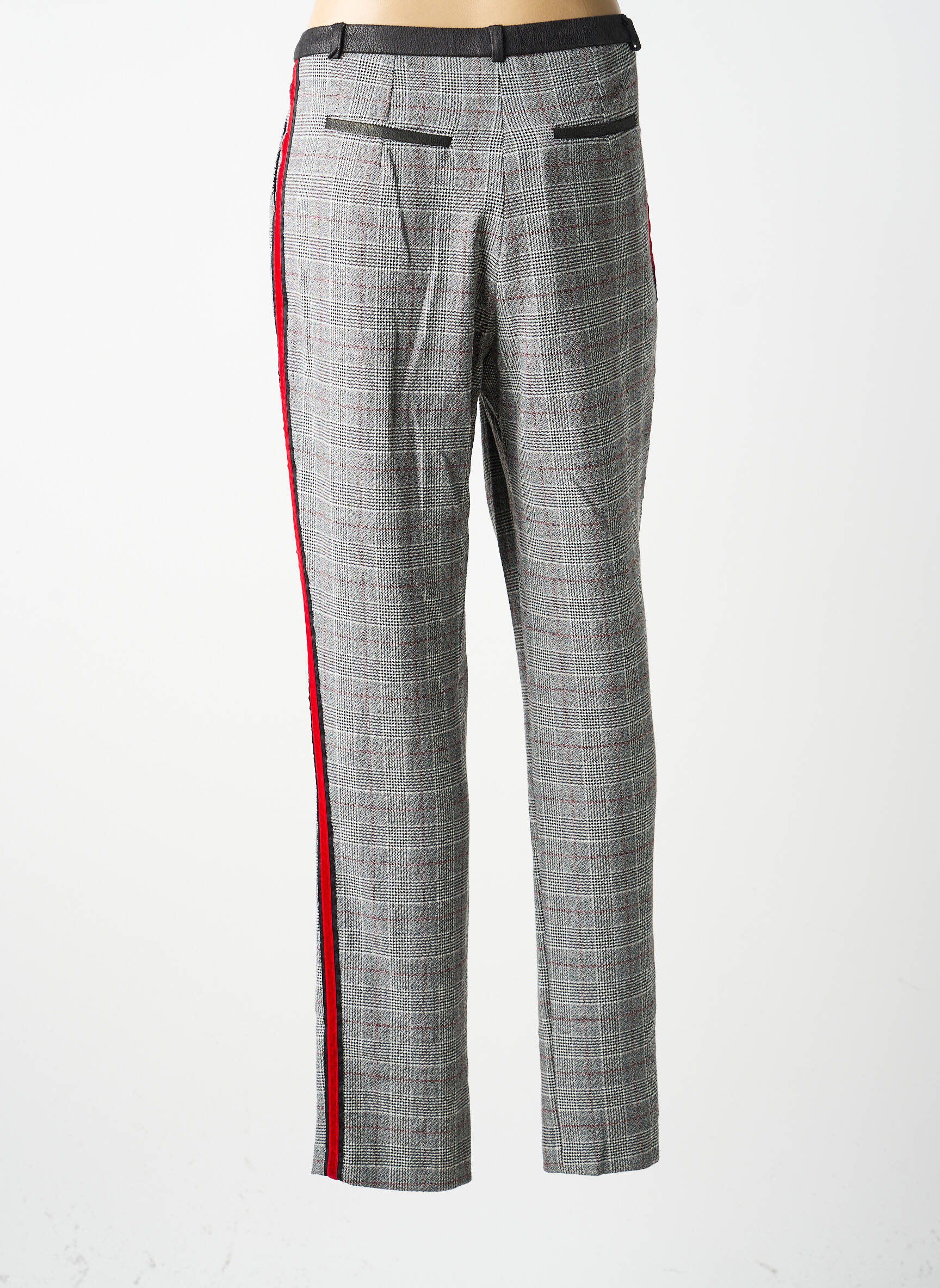 Pantalon chino broderie galons latéraux taille normale gris MERI & ESCA femme