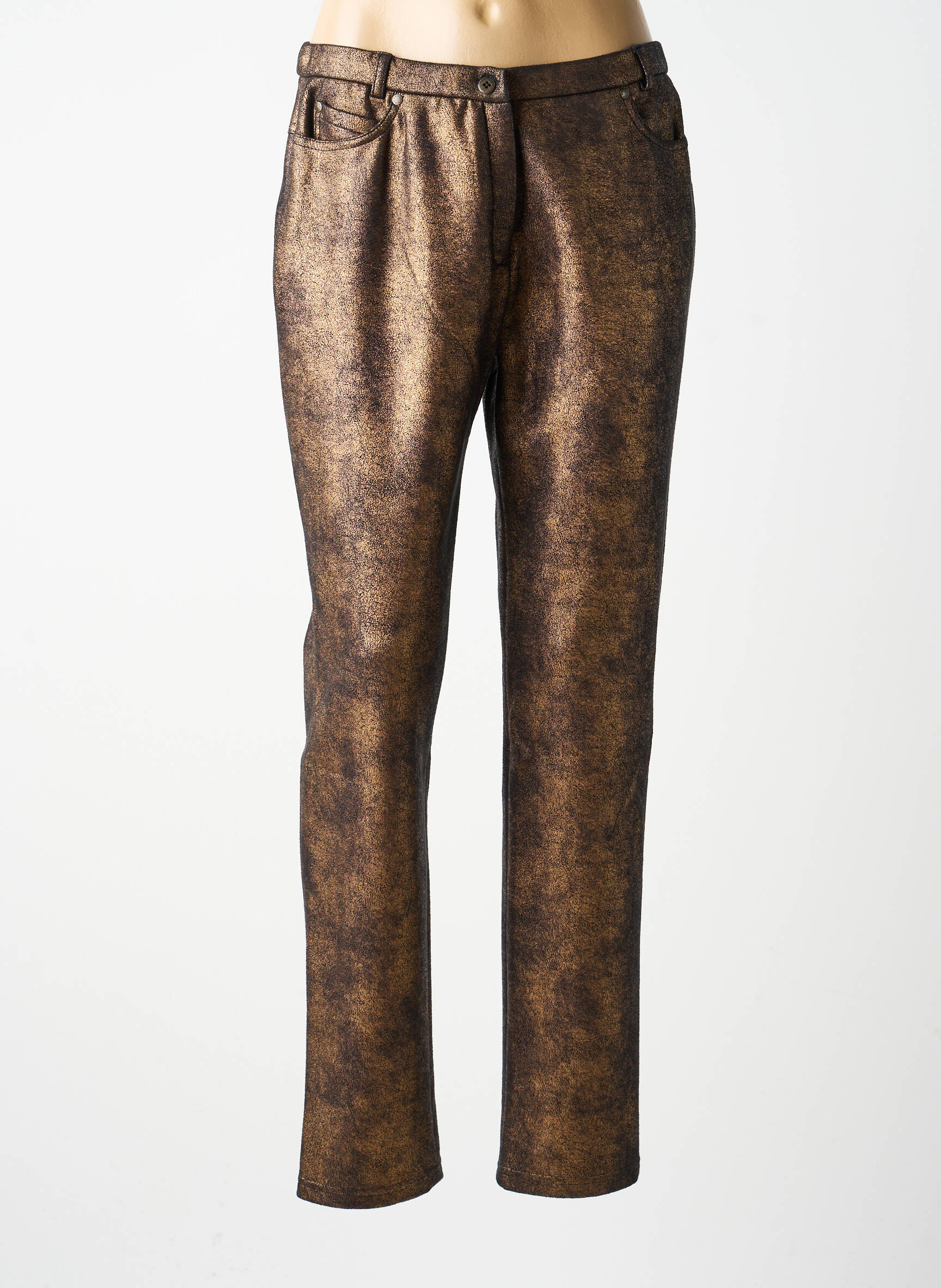 Pantalon slim taille élastique taille normale marron MERI & ESCA femme