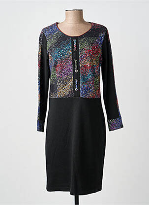 Robe mi-longue manches longues manches longues noir GUY DUBOUIS femme