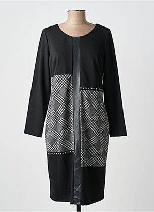 Robe mi-longue manches longues manches longues noir GUY DUBOUIS femme