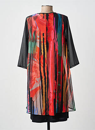 Robe mi-longue coupe fluide manches longues noir FRANCE RIVOIRE femme