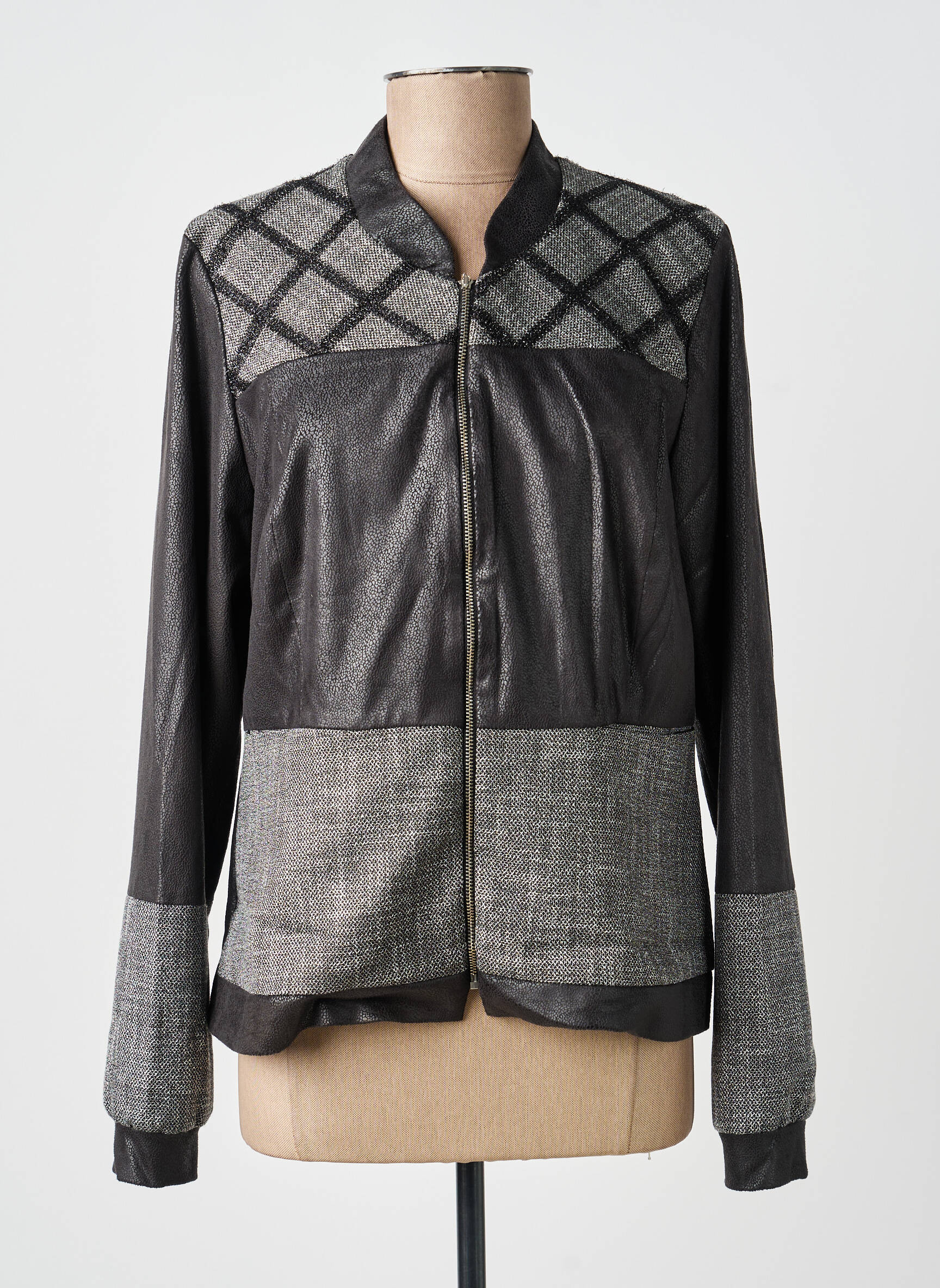 Veste casual col rond noir GUY DUBOUIS femme