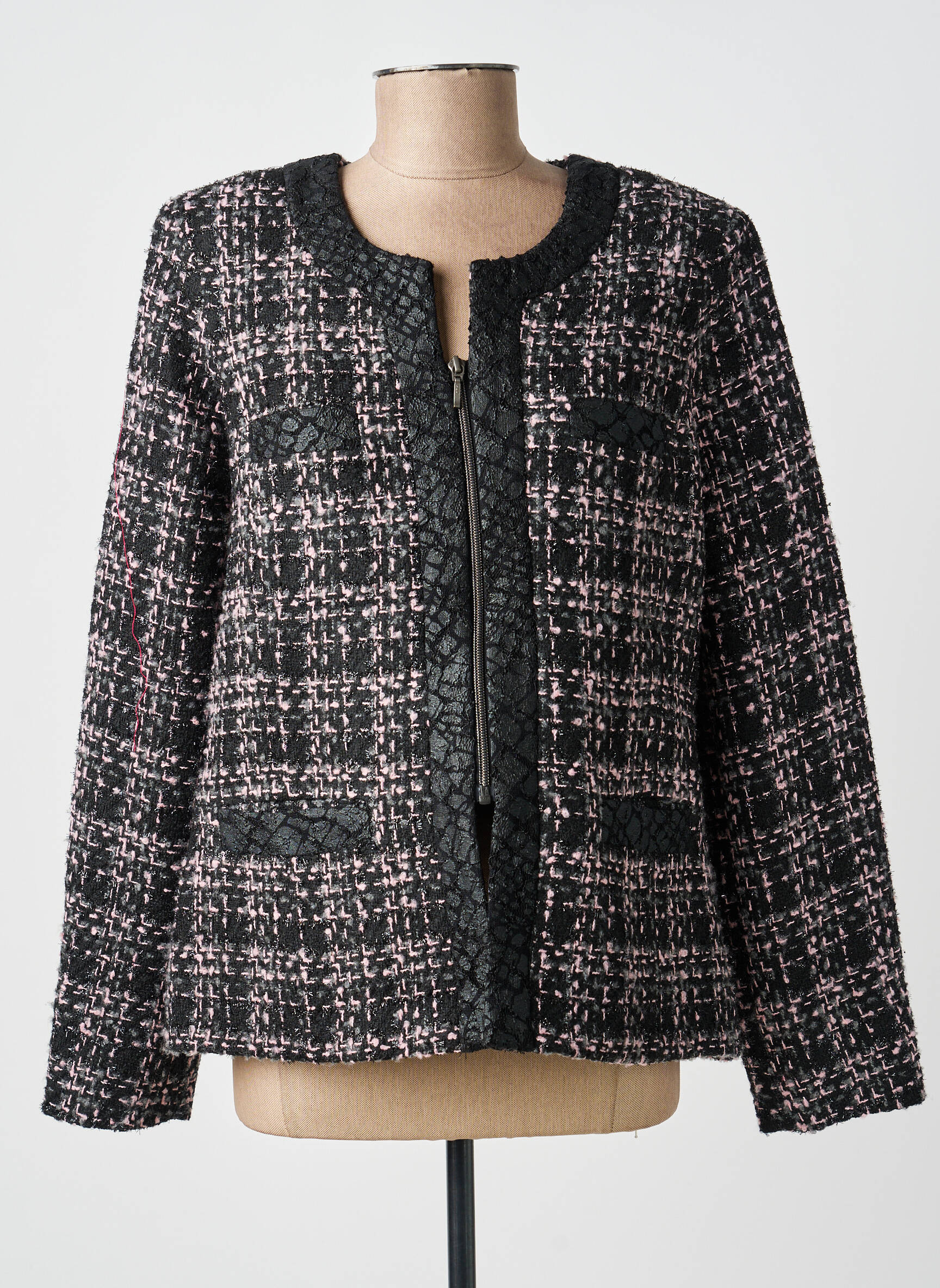 Veste casual col rond noir GUY DUBOUIS femme