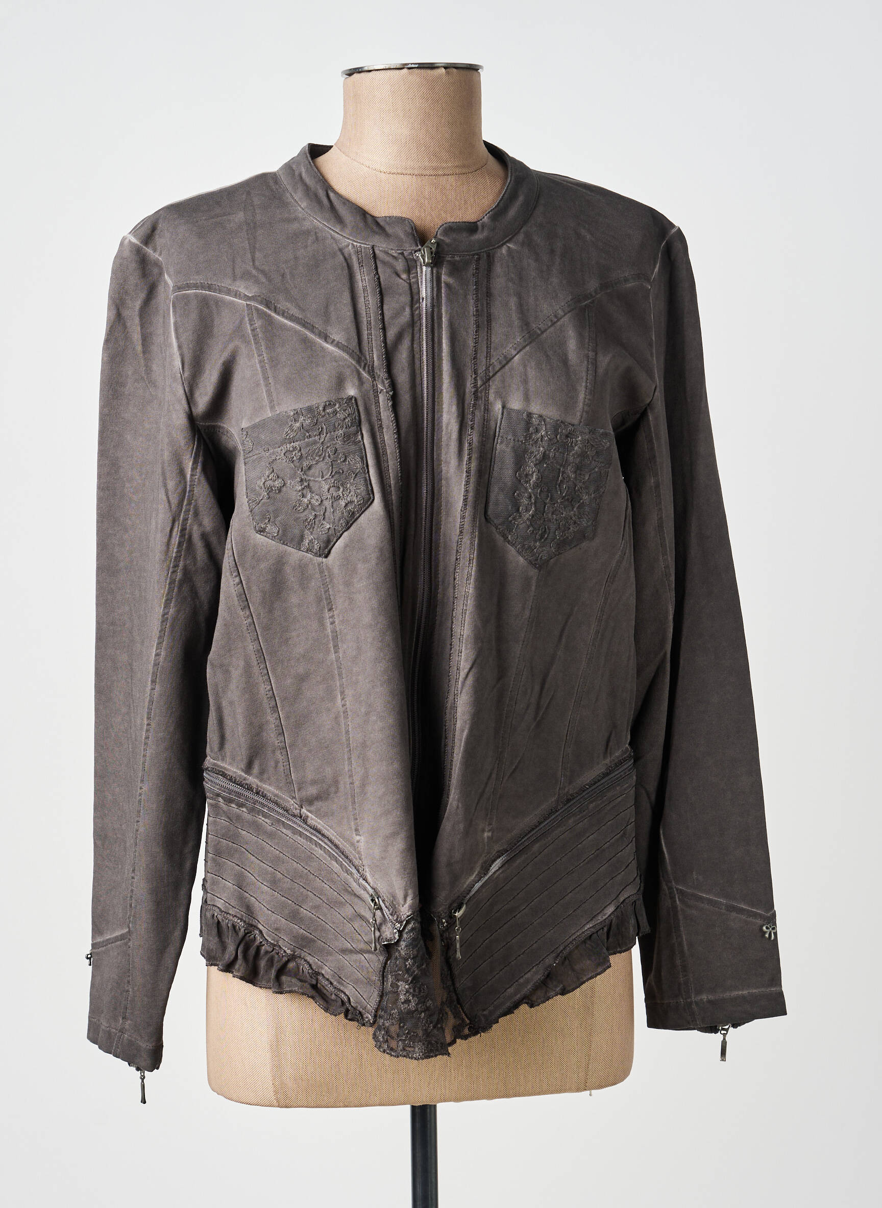 Veste casual col rond gris MERI & ESCA femme