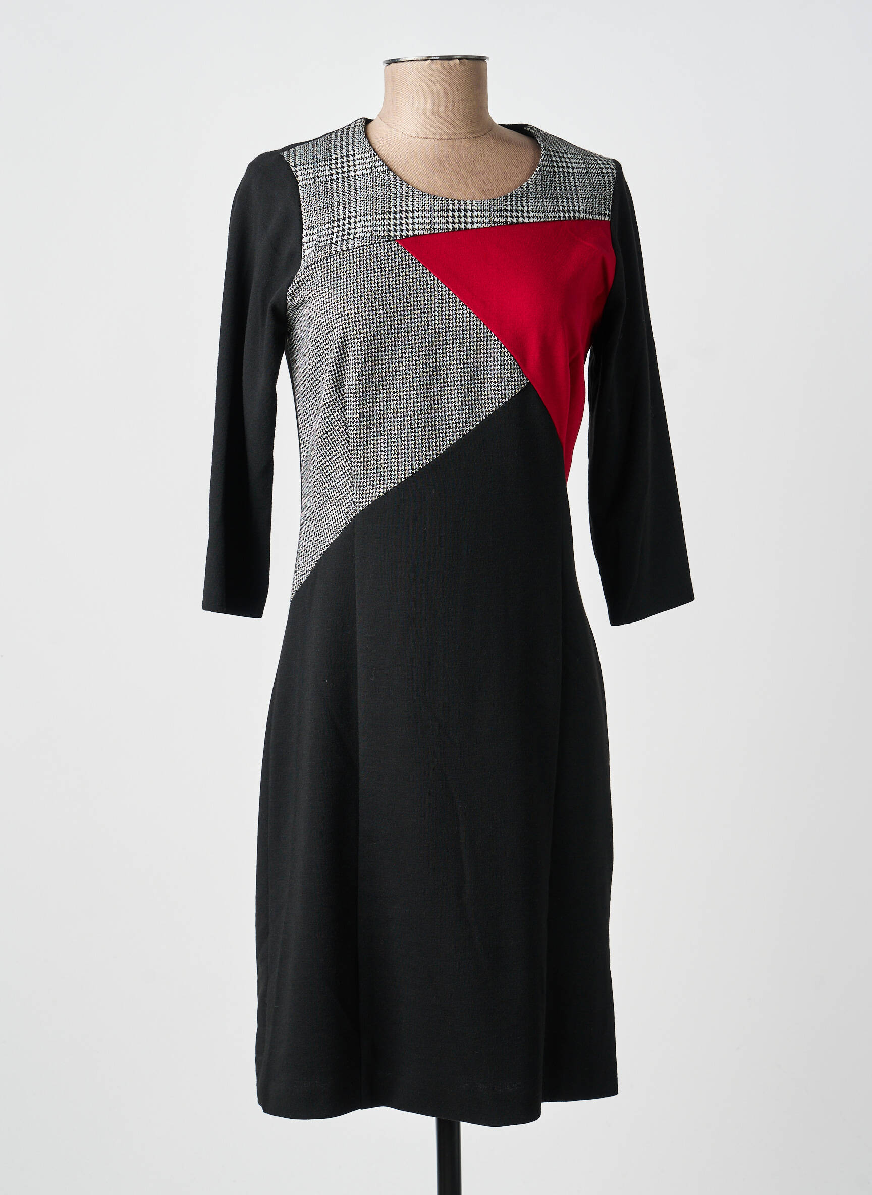 Robe mi-longue manches longues manches longues noir FRANCE RIVOIRE femme