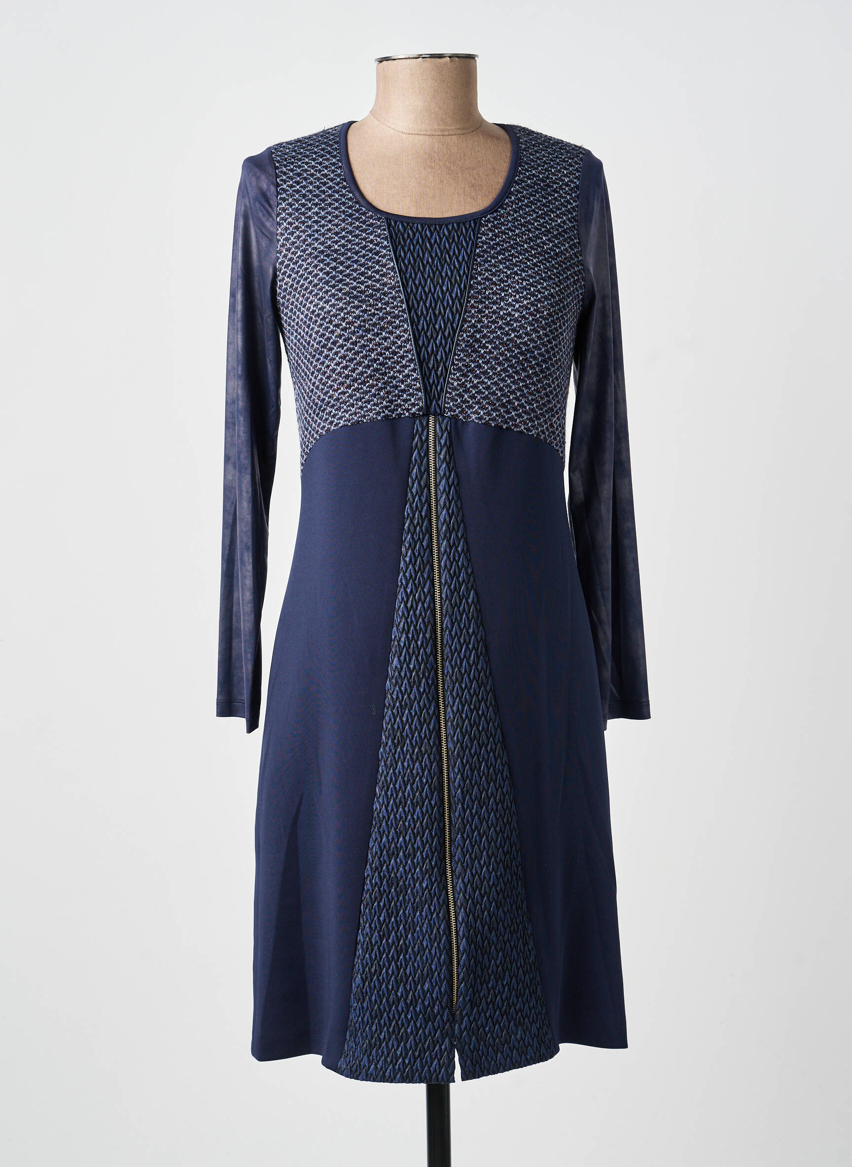 Robe mi-longue manches longues manches longues bleu MERI & ESCA femme