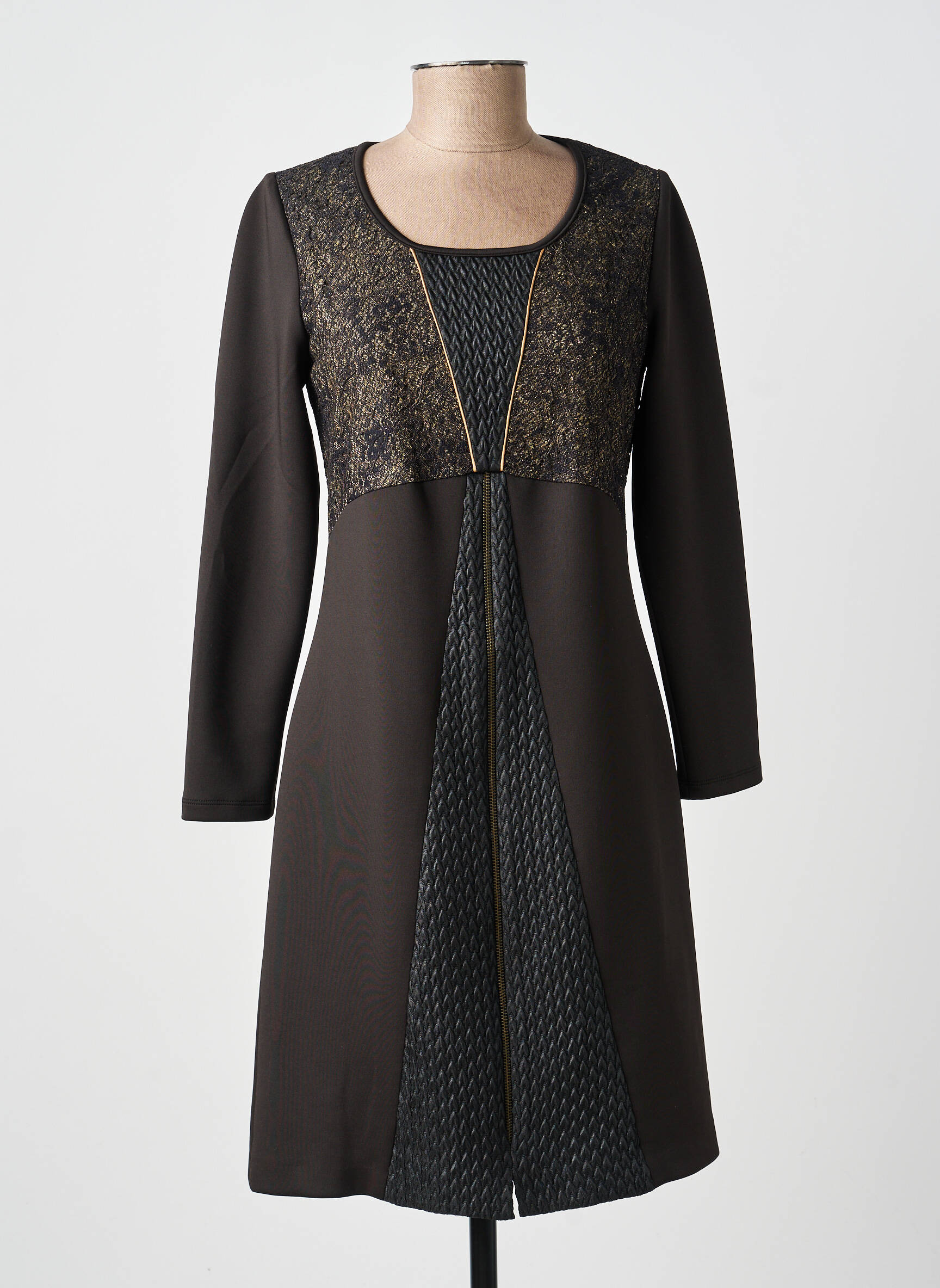 Robe mi-longue manches longues manches longues noir MERI & ESCA femme