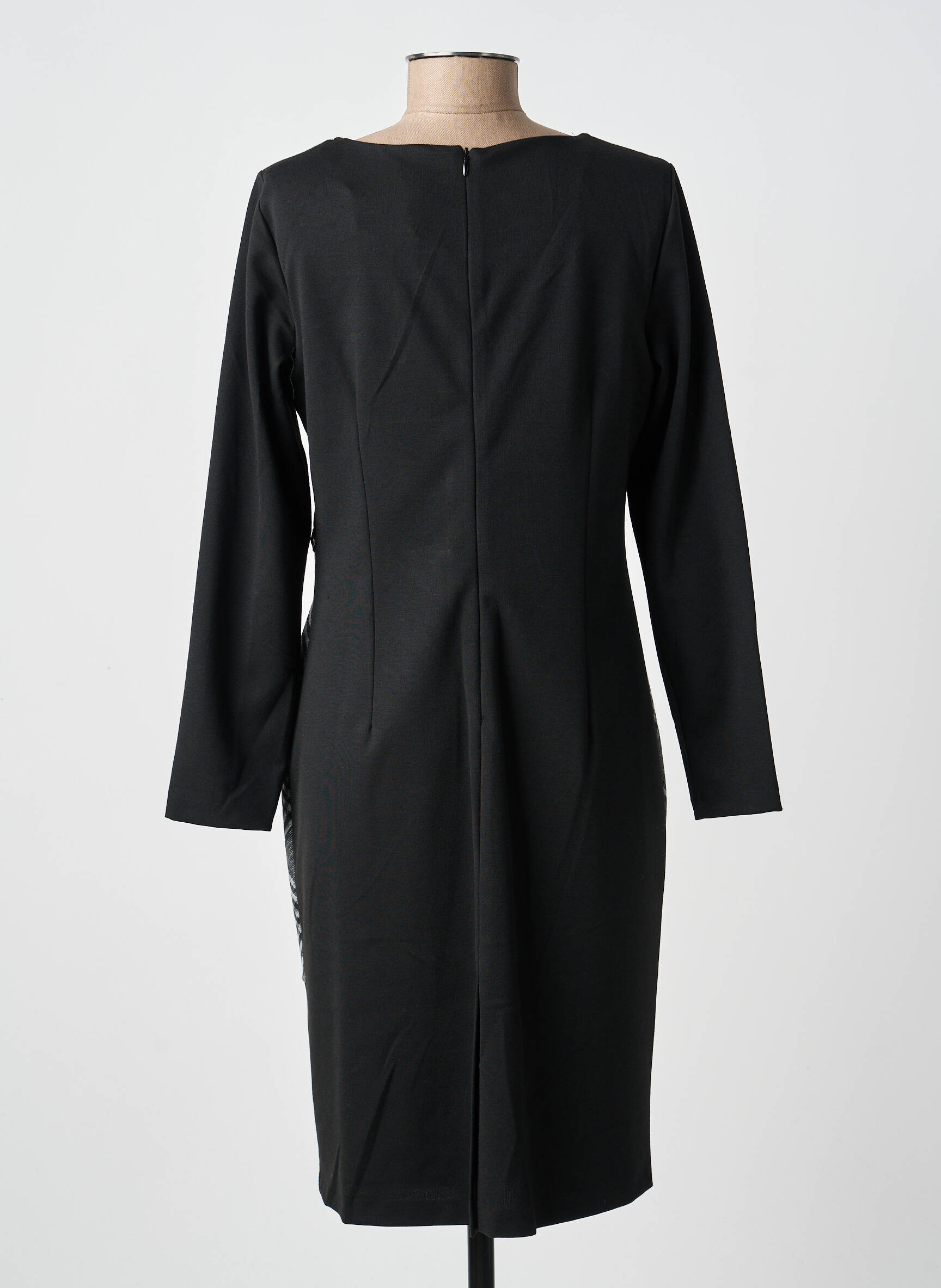 Robe mi-longue manches longues manches longues noir GUY DUBOUIS femme