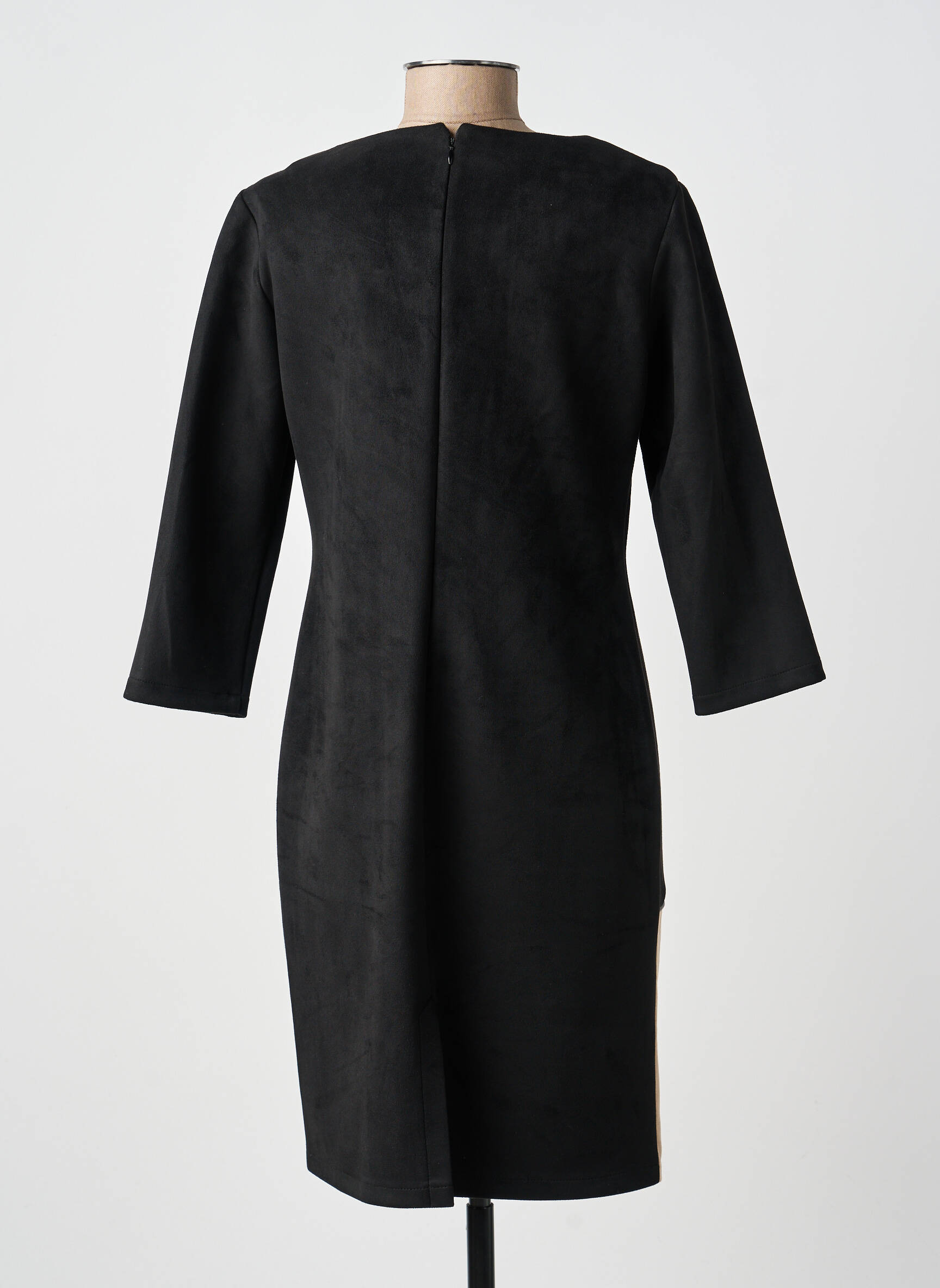 Robe mi-longue manches longues manches longues noir GUY DUBOUIS femme