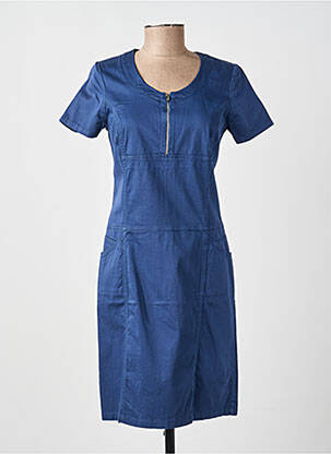 Robe mi-longue manches courtes manches courtes bleu FRANCE RIVOIRE femme