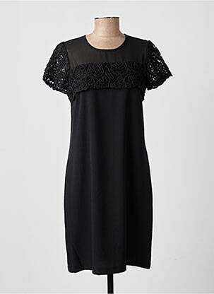 Robe mi-longue tissage crêpe manches courtes noir MERI & ESCA femme