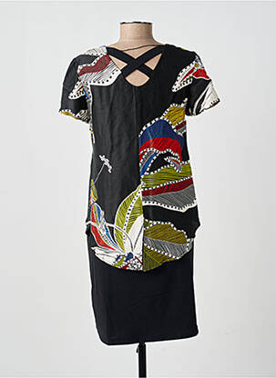 Robe mi-longue imprimé fantaisie manches courtes noir MERI & ESCA femme