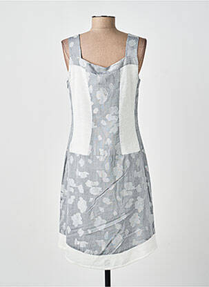 Robe mi-longue imprimé fantaisie fines bretelles gris MERI & ESCA femme