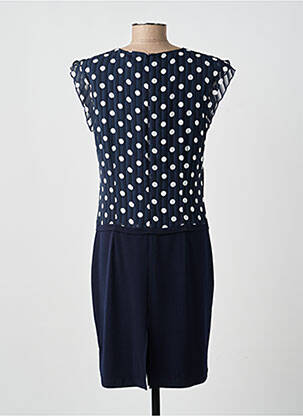 Robe mi-longue tissage crêpe manches courtes bleu GUY DUBOUIS femme