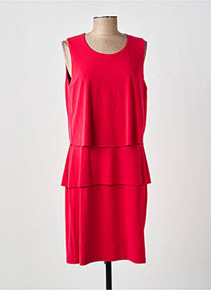 Robe mi-longue tissage crêpe manches courtes rouge GUY DUBOUIS femme