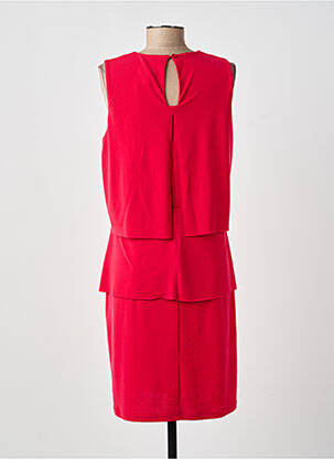 Robe mi-longue tissage crêpe manches courtes rouge GUY DUBOUIS femme