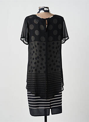 Robe mi-longue imprimé fantaisie manches courtes noir GUY DUBOUIS femme