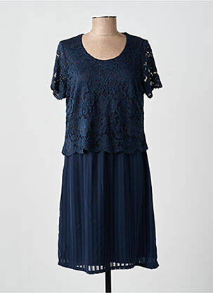 Robe mi-longue manches courtes manches courtes bleu GUY DUBOUIS femme
