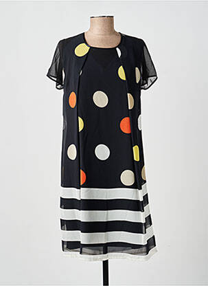 Robe mi-longue coupe fluide manches courtes noir GUY DUBOUIS femme