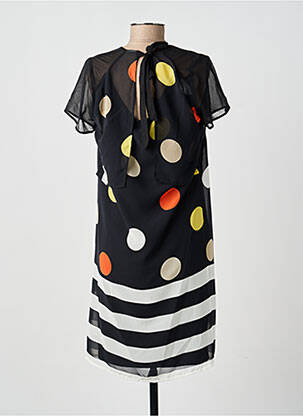 Robe mi-longue coupe fluide manches courtes noir GUY DUBOUIS femme