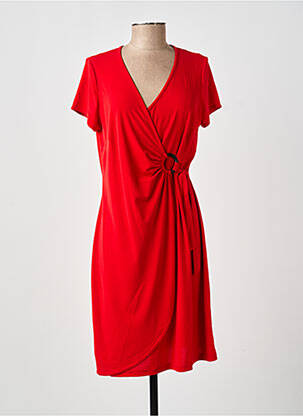 Robe mi-longue tissage crêpe manches courtes rouge MERI & ESCA femme