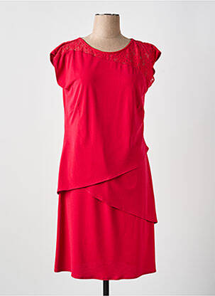 Robe mi-longue manches courtes manches courtes rouge GUY DUBOUIS femme