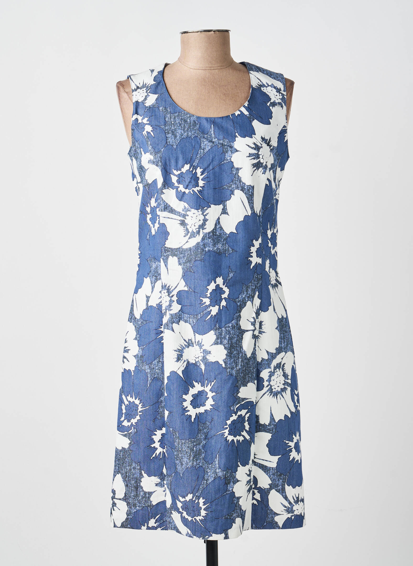 Robe mi-longue sans manche sans manche bleu FRANCE RIVOIRE femme