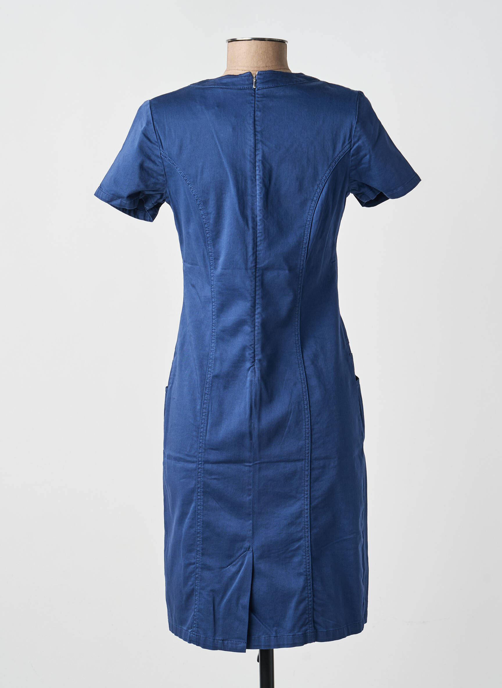 Robe mi-longue manches courtes manches courtes bleu FRANCE RIVOIRE femme