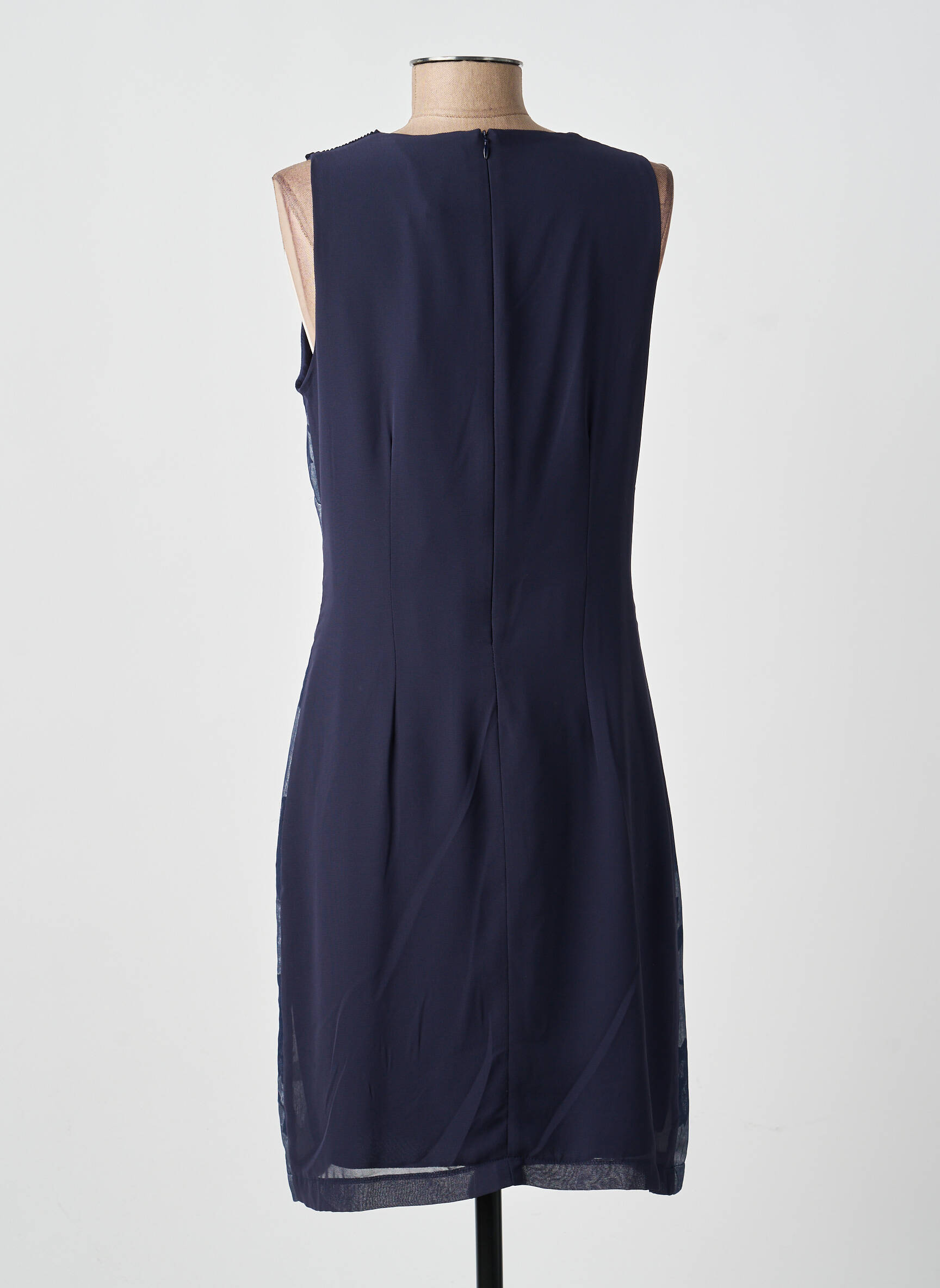Robe mi-longue imprimé fleurs sans manche bleu GUY DUBOUIS femme