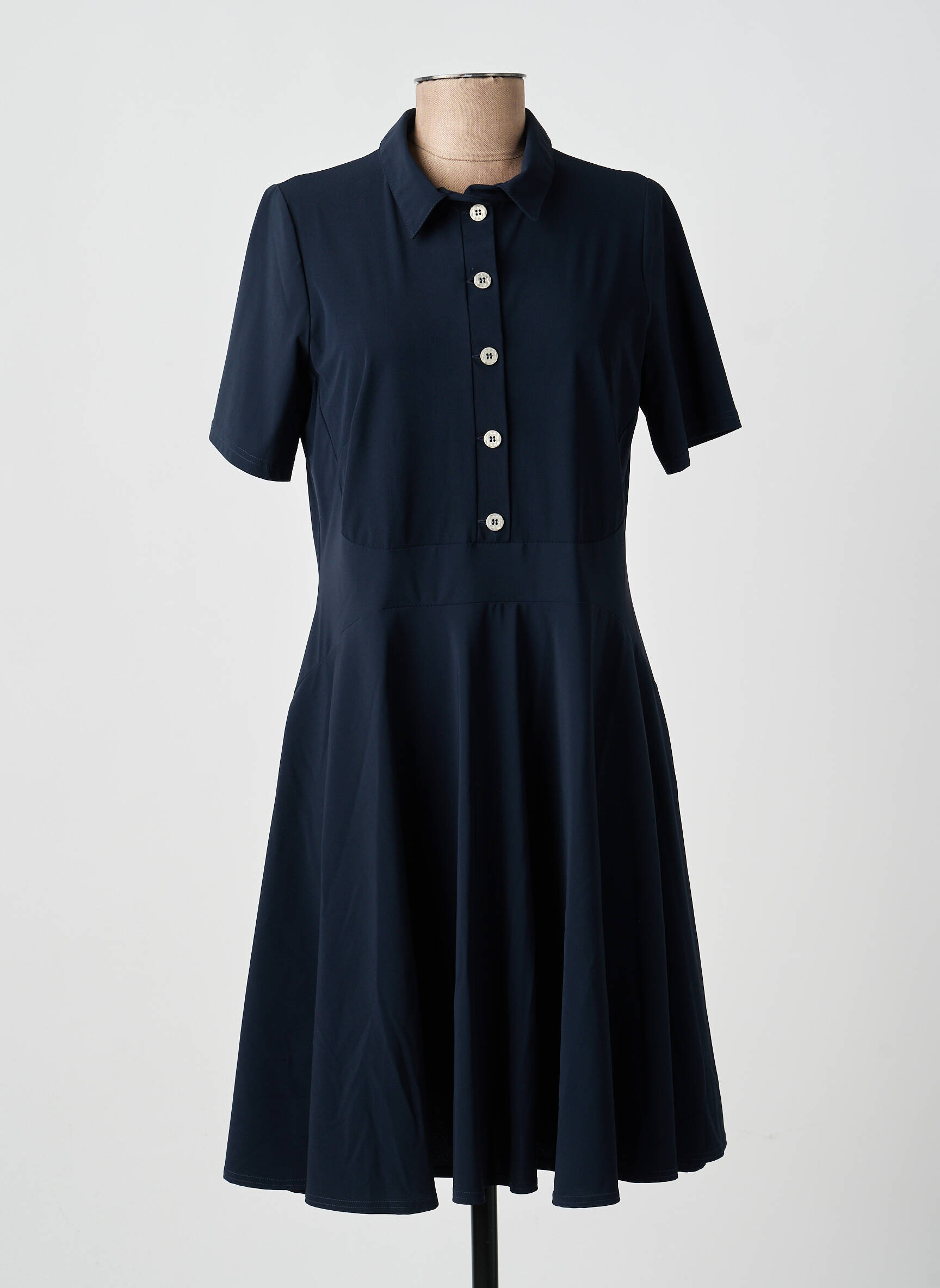 Robe mi-longue manches courtes manches courtes bleu MERI & ESCA femme