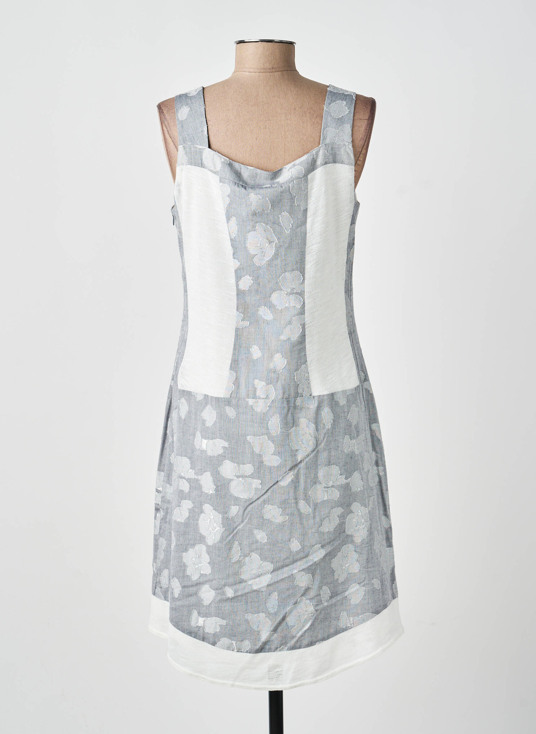 Robe mi-longue imprimé fantaisie fines bretelles gris MERI & ESCA femme