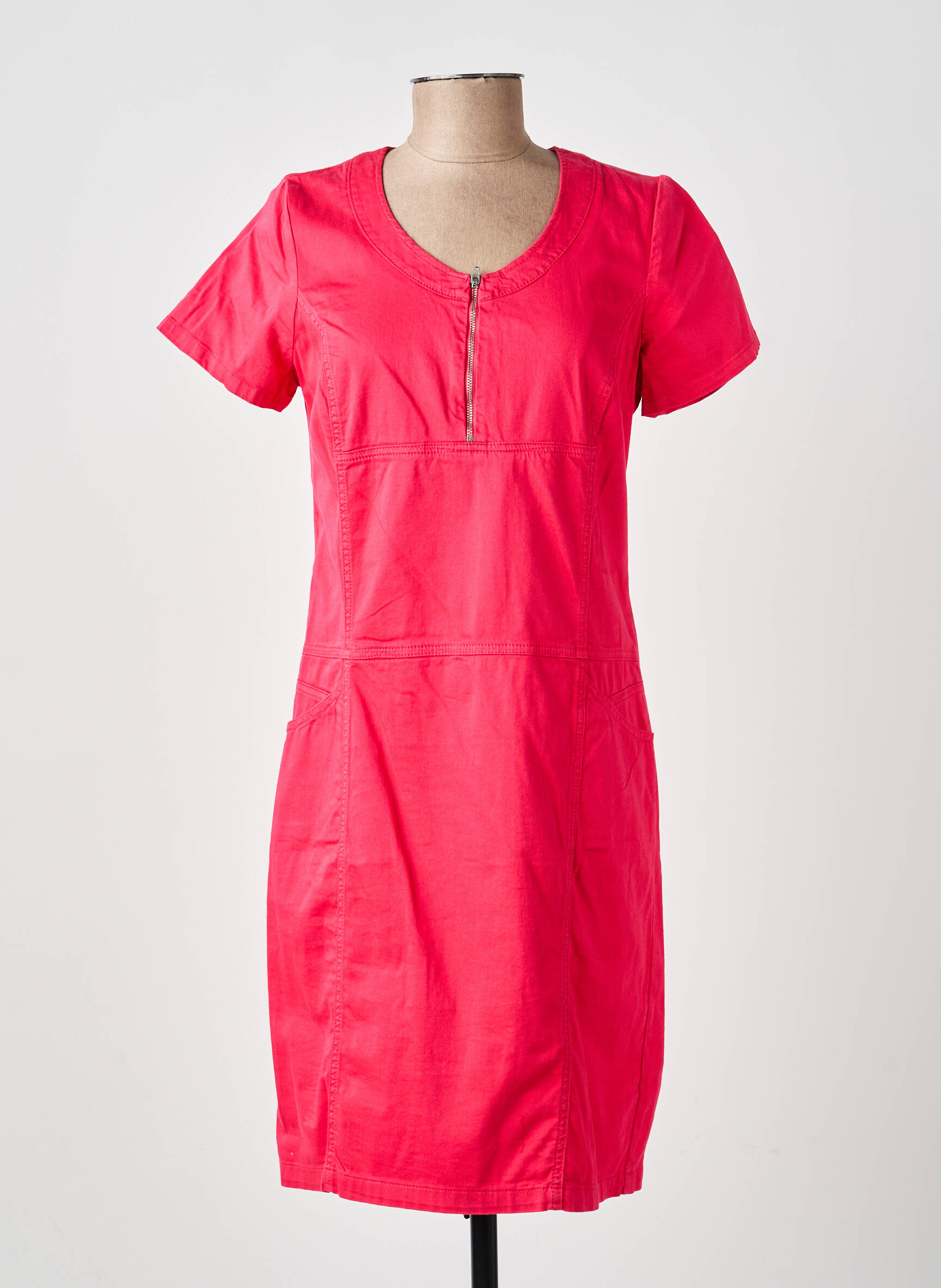 Robe mi-longue manches courtes manches courtes rose GUY DUBOUIS femme
