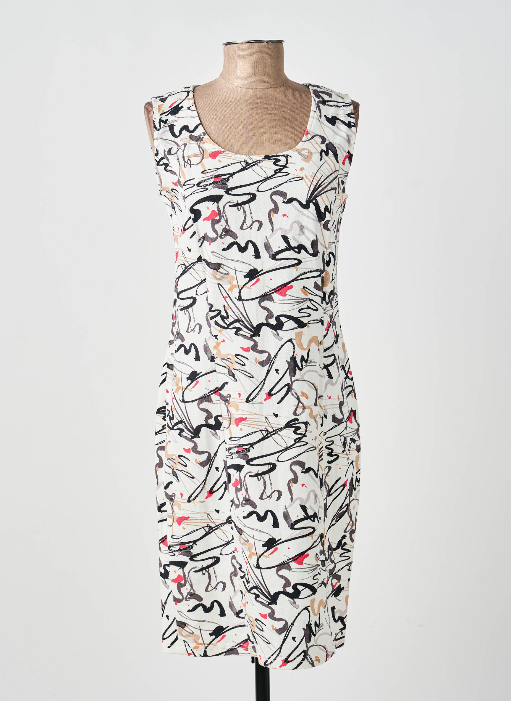 Robe mi-longue sans manche sans manche blanc GUY DUBOUIS femme
