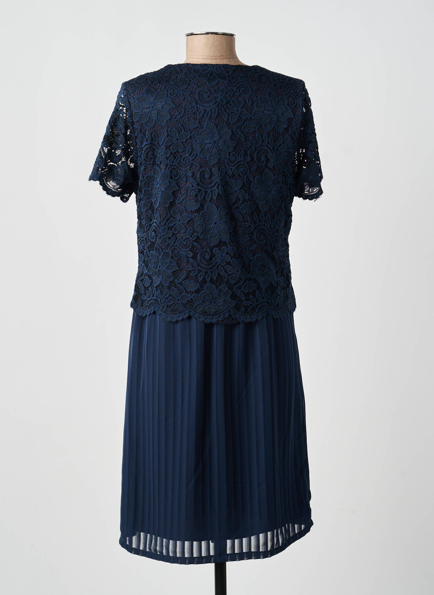 Robe mi-longue manches courtes manches courtes bleu GUY DUBOUIS femme